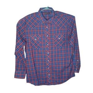 Roper Mens Long Sleeve Pearl Snap Western Shirt Size xl Red plaid